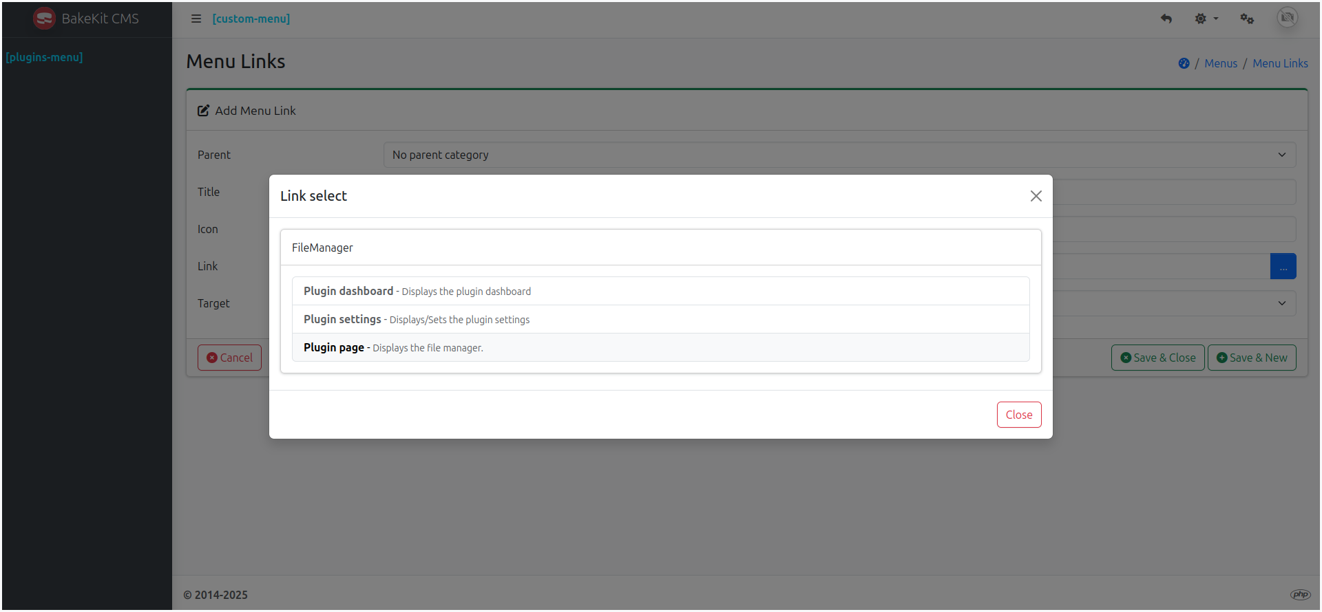 Add menu link